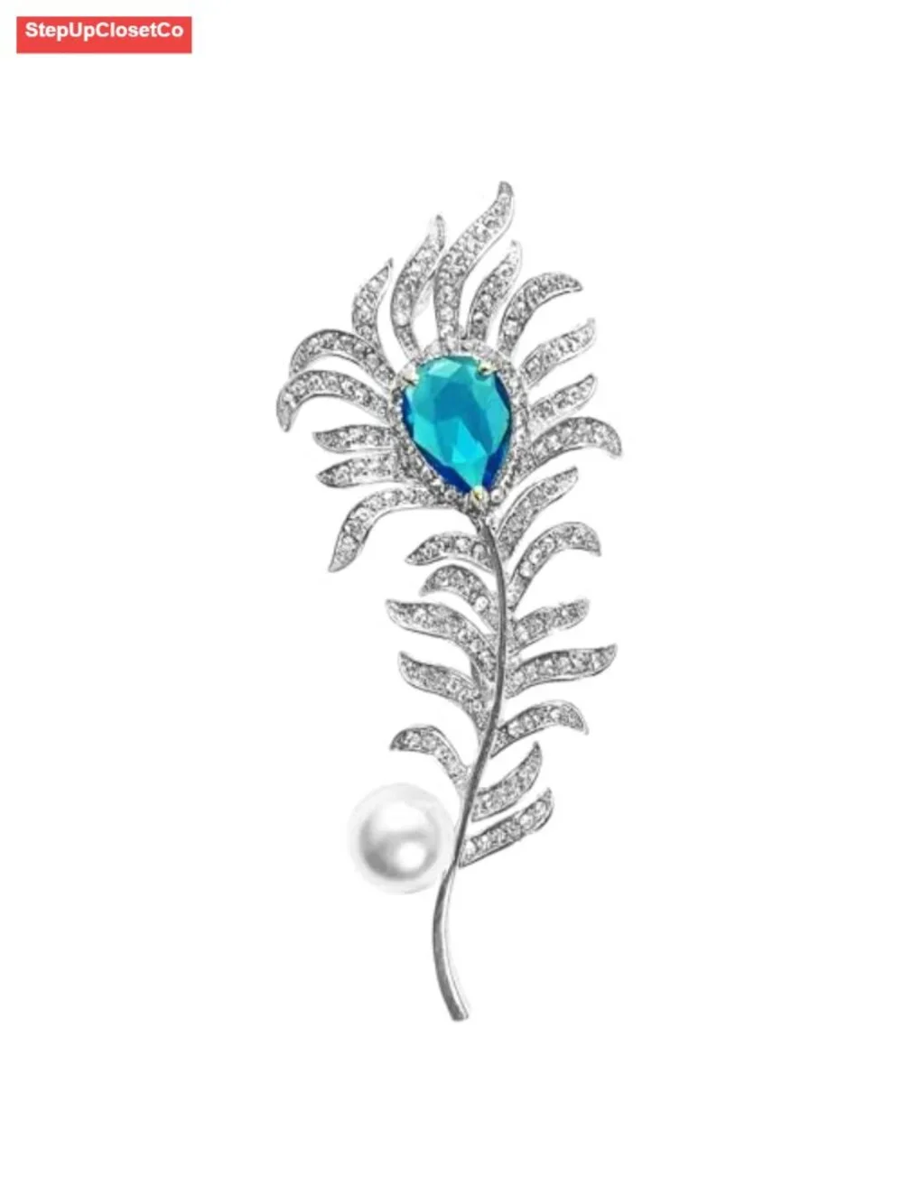 Vintage Flower Brooch Pin Zircon Pearl Pendant
